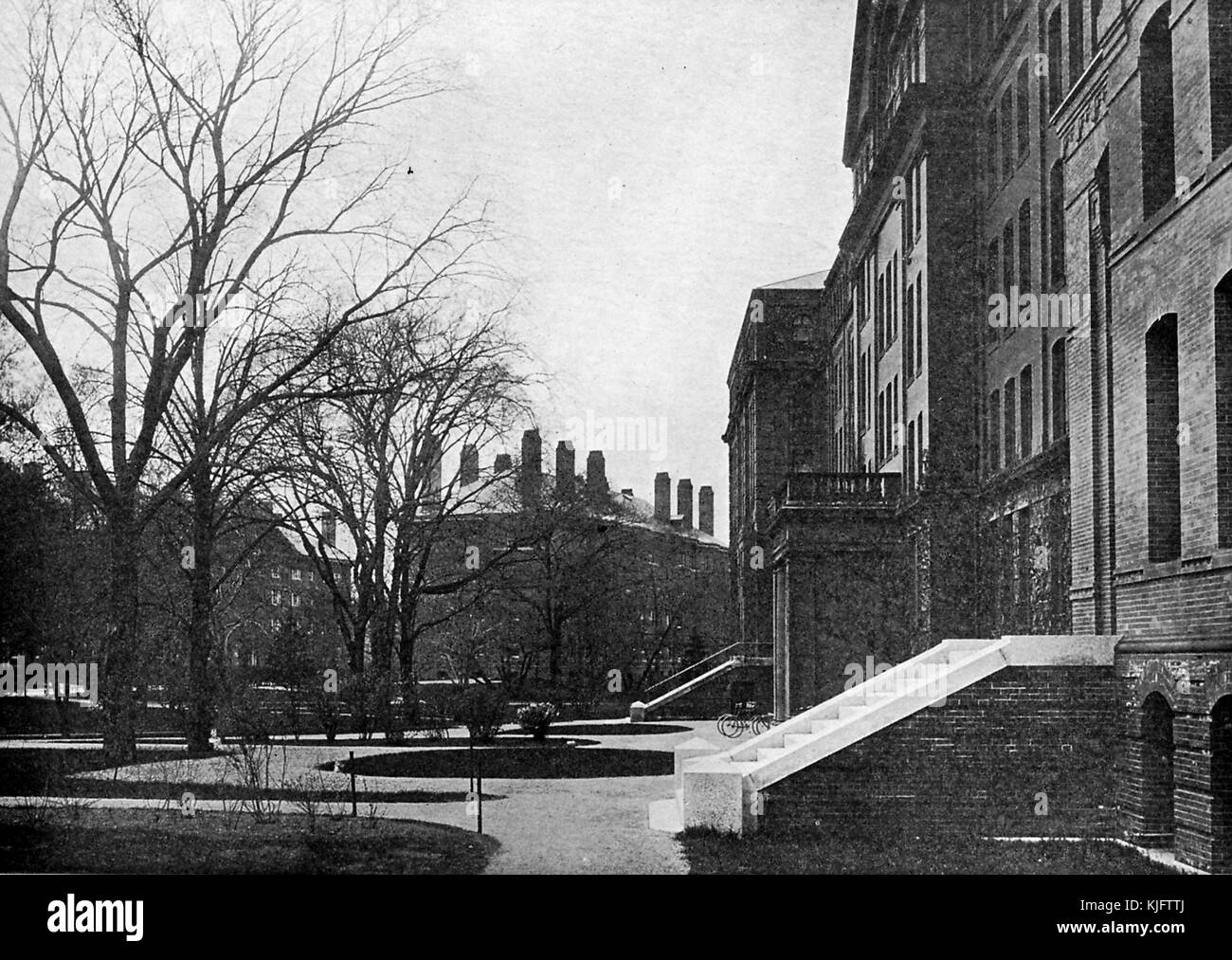 Una fotografia esterna in vista di profilo vicino del Museo di Agassiz all'Università di Harvard, l'edificio è attualmente conosciuto come il Museo di Zoologia comparata, è uno dei tre musei di ricerca di storia naturale presso l'università, ospita oltre 21 milioni di esemplari, il museo è stato fondato nel 1859, Cambridge, Massachusetts, Boston, Massachusetts, 1913. Foto Stock