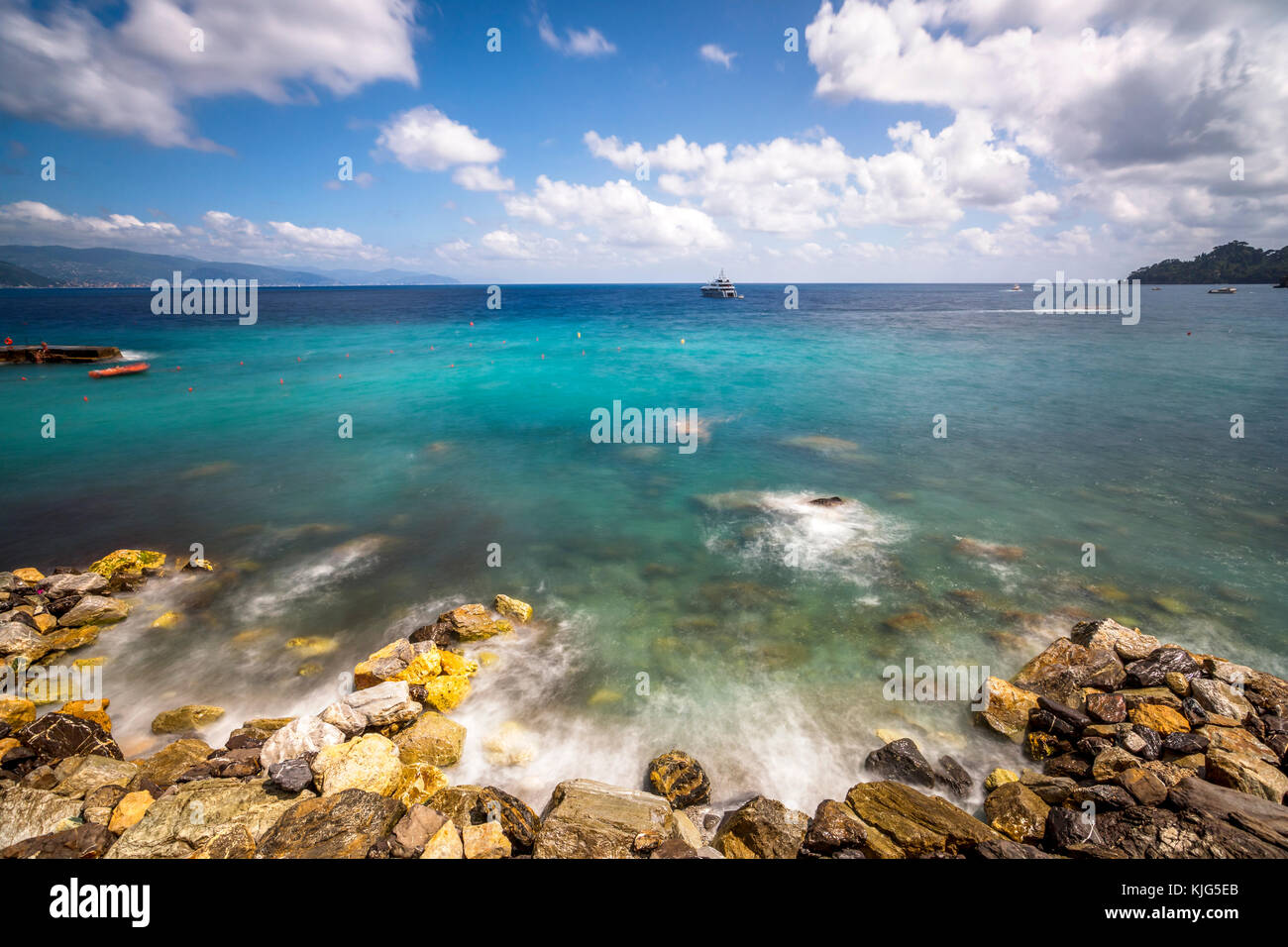 In Italia, la Liguria, la vista del Golfo del Tigullio Foto Stock