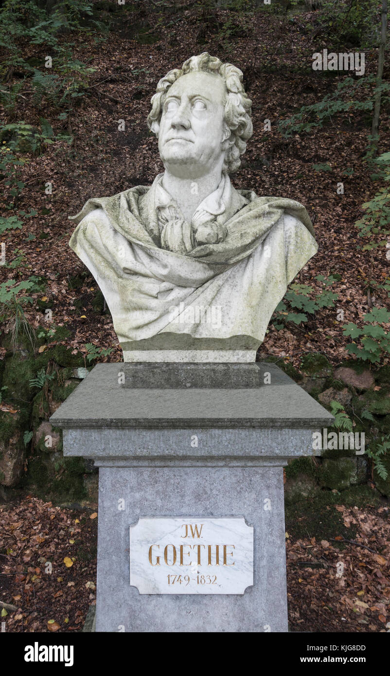 Cechia, Karlovy Vary, busto del poeta tedesco Johann Wolfgang von Goethe fatta da Adolf von Donndorf Foto Stock