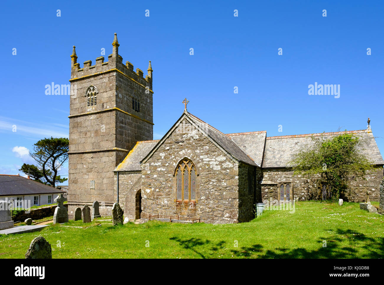 Kirche St Senara, Zennor, Cornwall, Inghilterra, Großbritannien Foto Stock