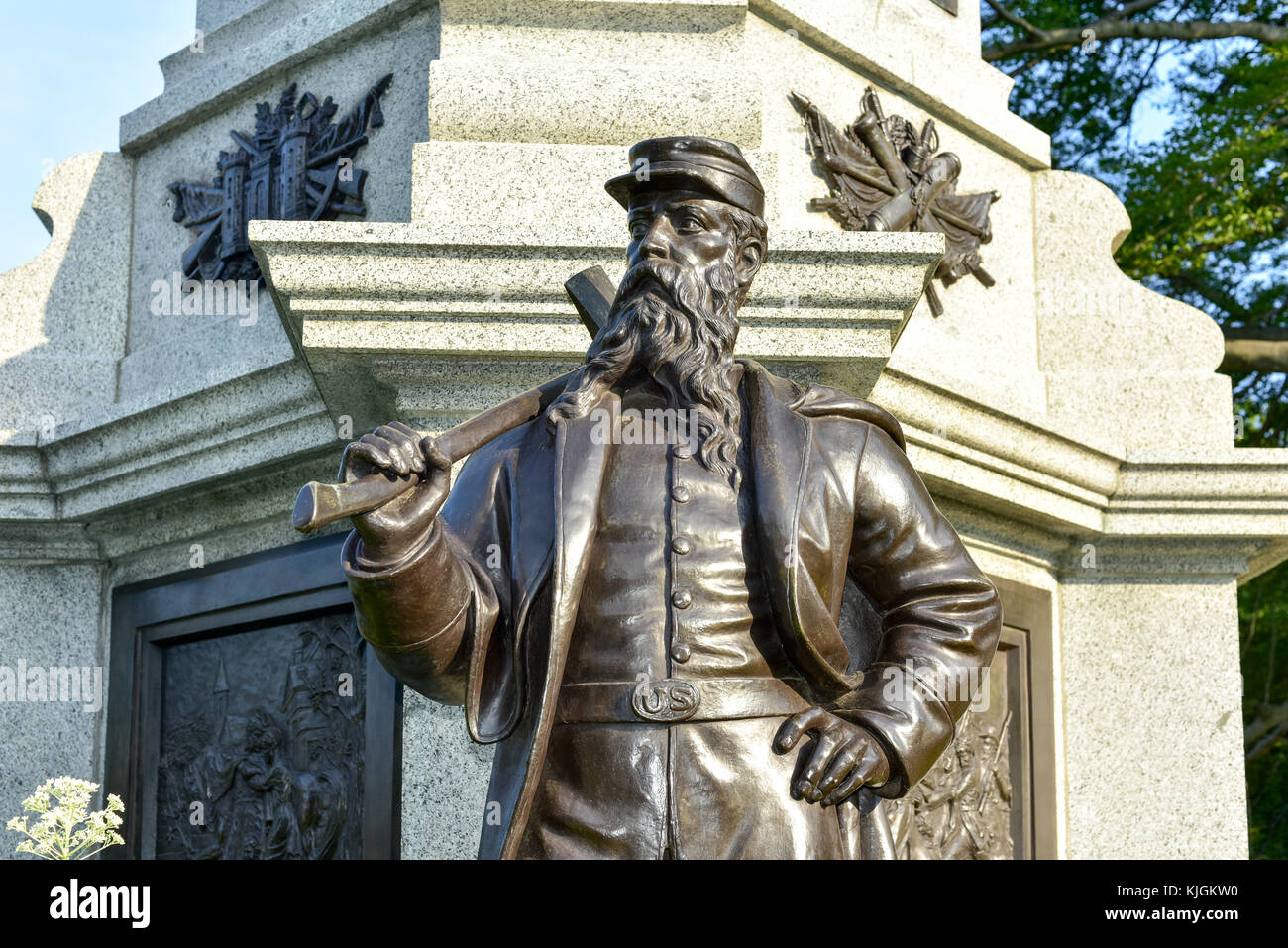 La guerra civile soldato' monumento, eretto solo quattro anni dopo la fine della guerra civile nella battaglia hill, Brooklyn, New York. Foto Stock