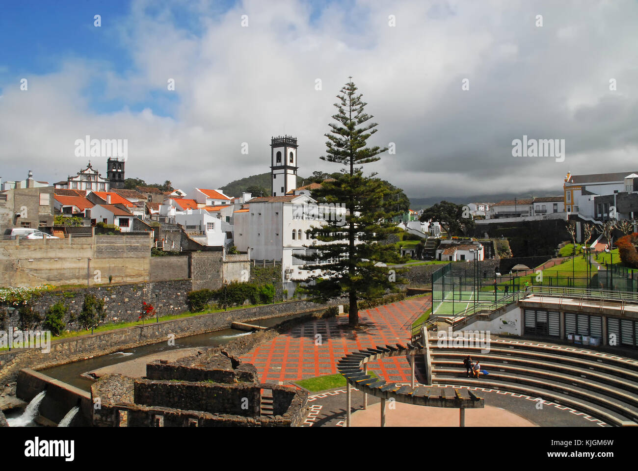 Anfiteatro e giardino a Ribeira grande, Azzorre, Portogallo Foto Stock