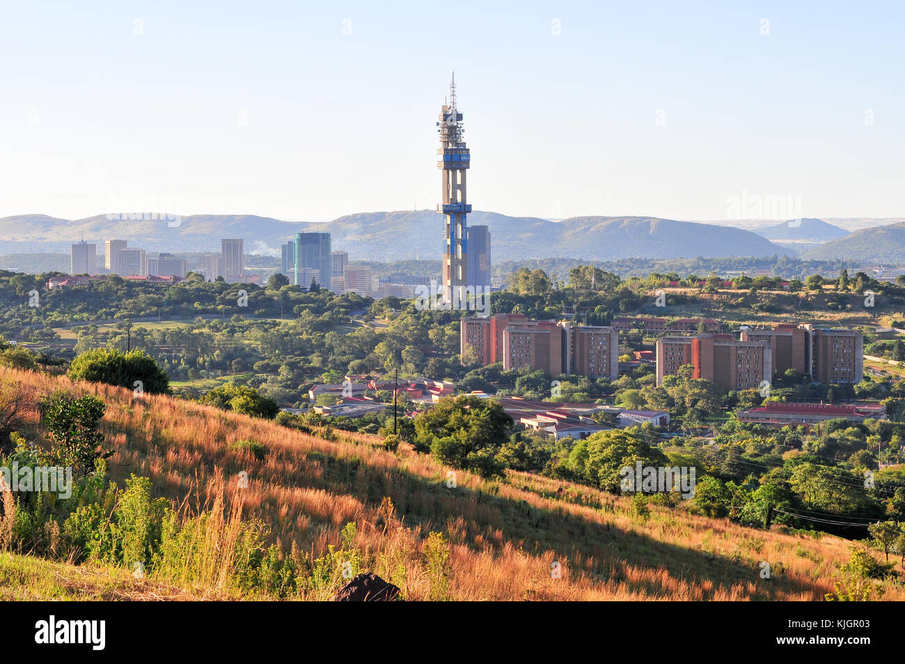 Vista di Pretoria, Sud Africa da fort klapperkop al tramonto. Foto Stock