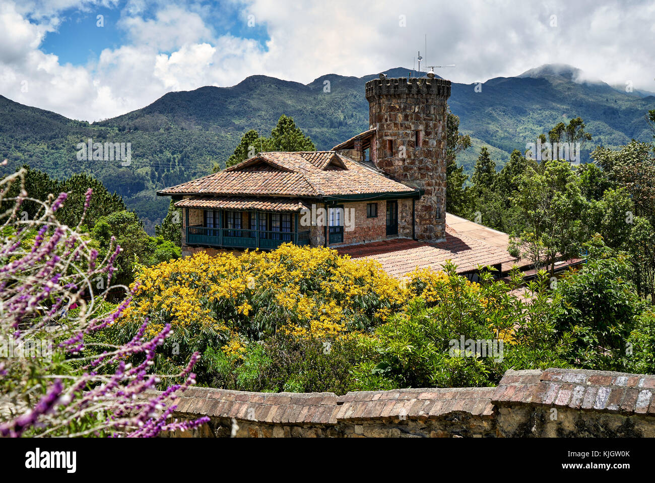 Stazione di vertice di cog railway al Cerro de Monserrate, Bogotà, Colombia, Sud America Foto Stock