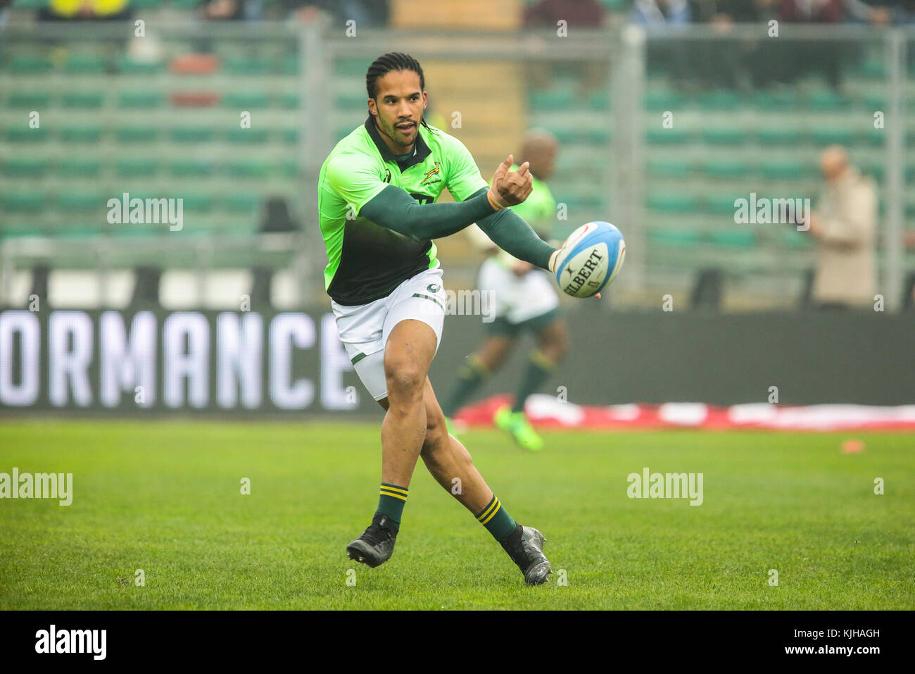 Padova, Italia. Il 25 novembre 2017. Springboks' ala Skosan Courtnall durante il warm up del novembre internazionale test match tra Italia e Sud Africa. Massimiliano Carnabuci/Alamy Live News Foto Stock