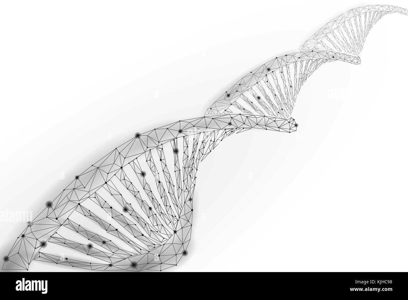 Il dna 3d molecola chimica di struttura bassa poli. triangolo poligonale punto linea cellula sana parte. microscopiche di scienza grigio bianco medicina ingegneria del genoma illustrazione vettoriale futuro della tecnologia aziendale Illustrazione Vettoriale