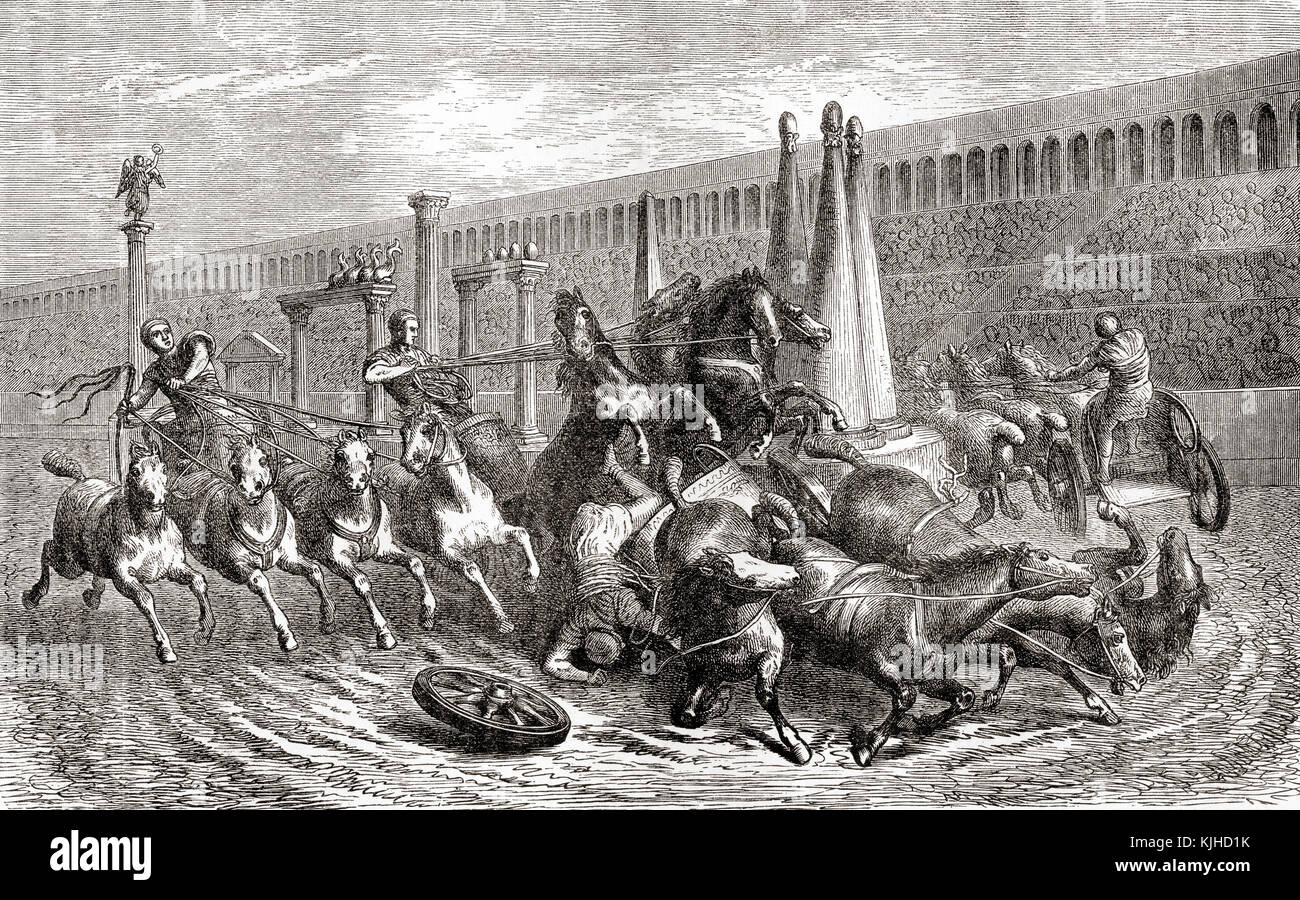 Roma antica. Un carro gara nel circus. Da Ward e bloccare la storia illustrata del mondo, pubblicato c.1882. Foto Stock