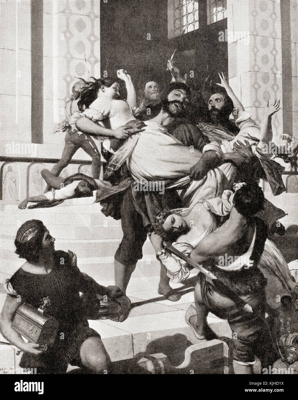 Pirati istriani che trasportano le spose veneziane, 800AD. Dalla Storia delle Nazioni di Hutchinson, pubblicata nel 1915. Foto Stock