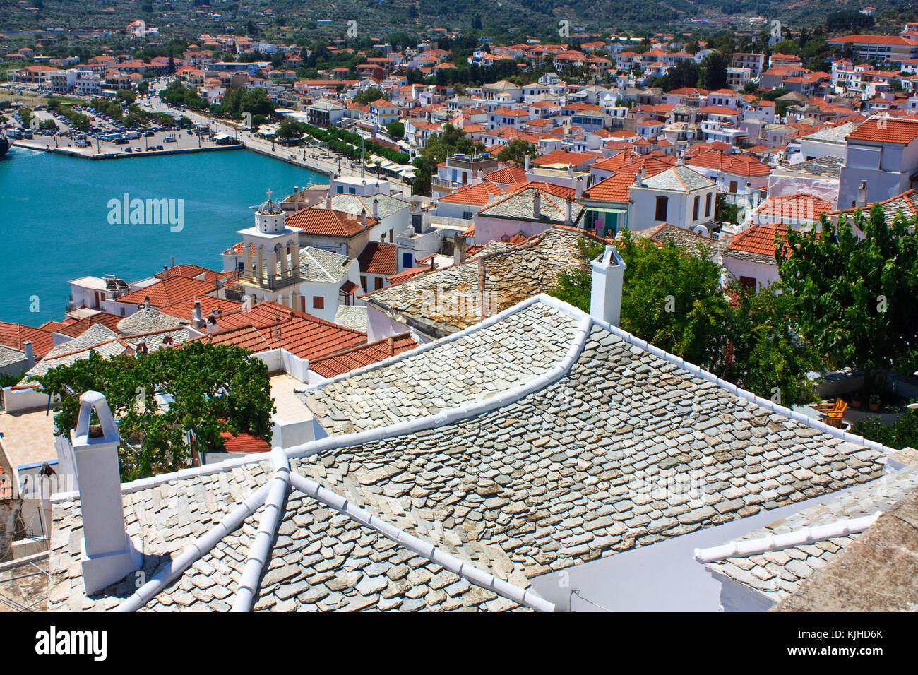 Città di Skopelos in Grecia Foto Stock