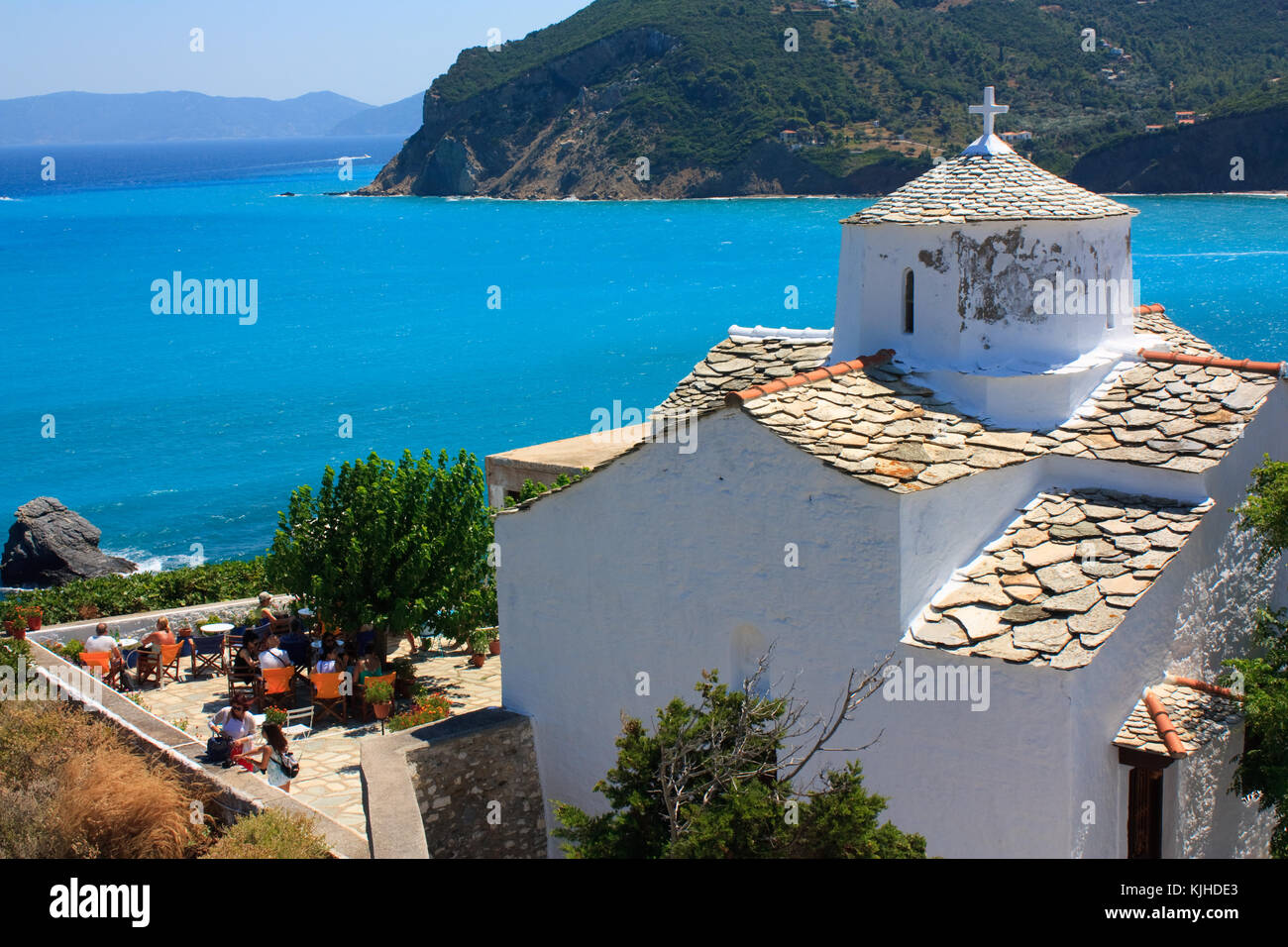 Città di Skopelos in Grecia Foto Stock