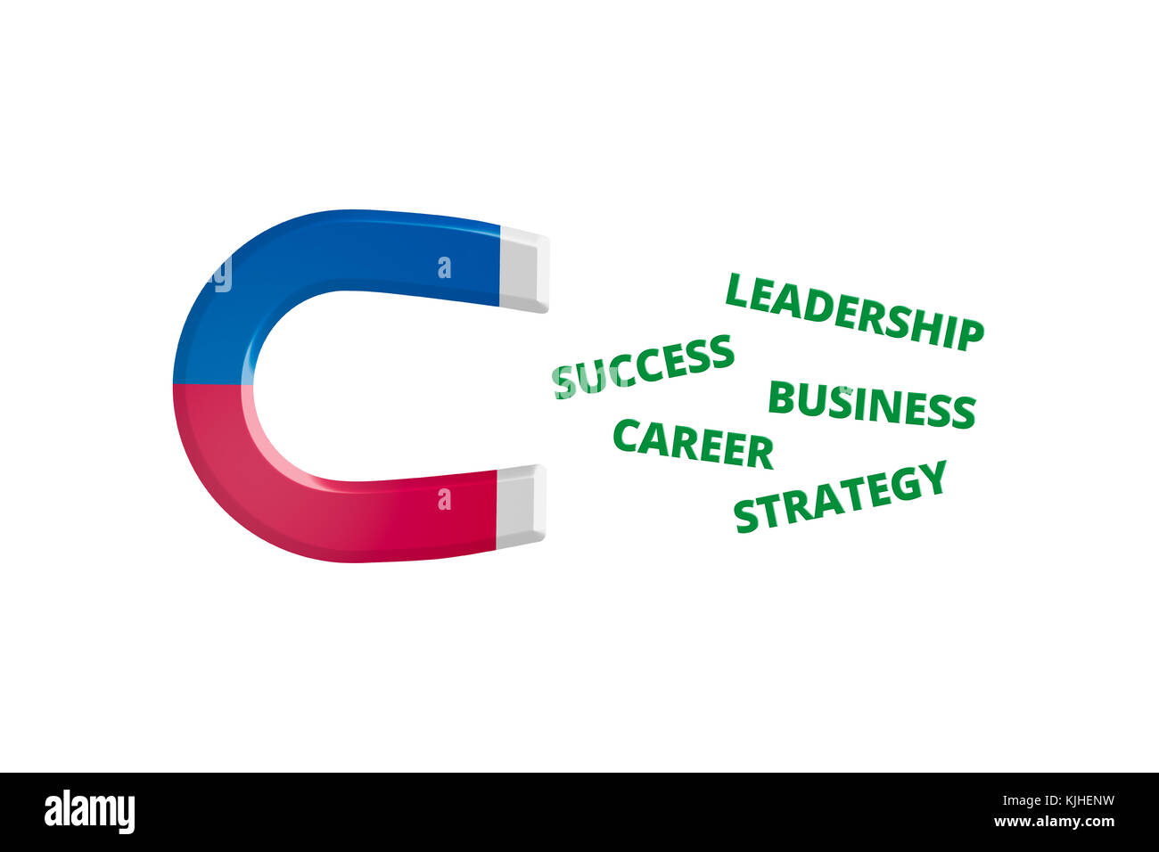 A titolo illustrativo del rosso e del blu del magnete a ferro di cavallo con grafico nel concetto di business, isolato su sfondo bianco. Foto Stock