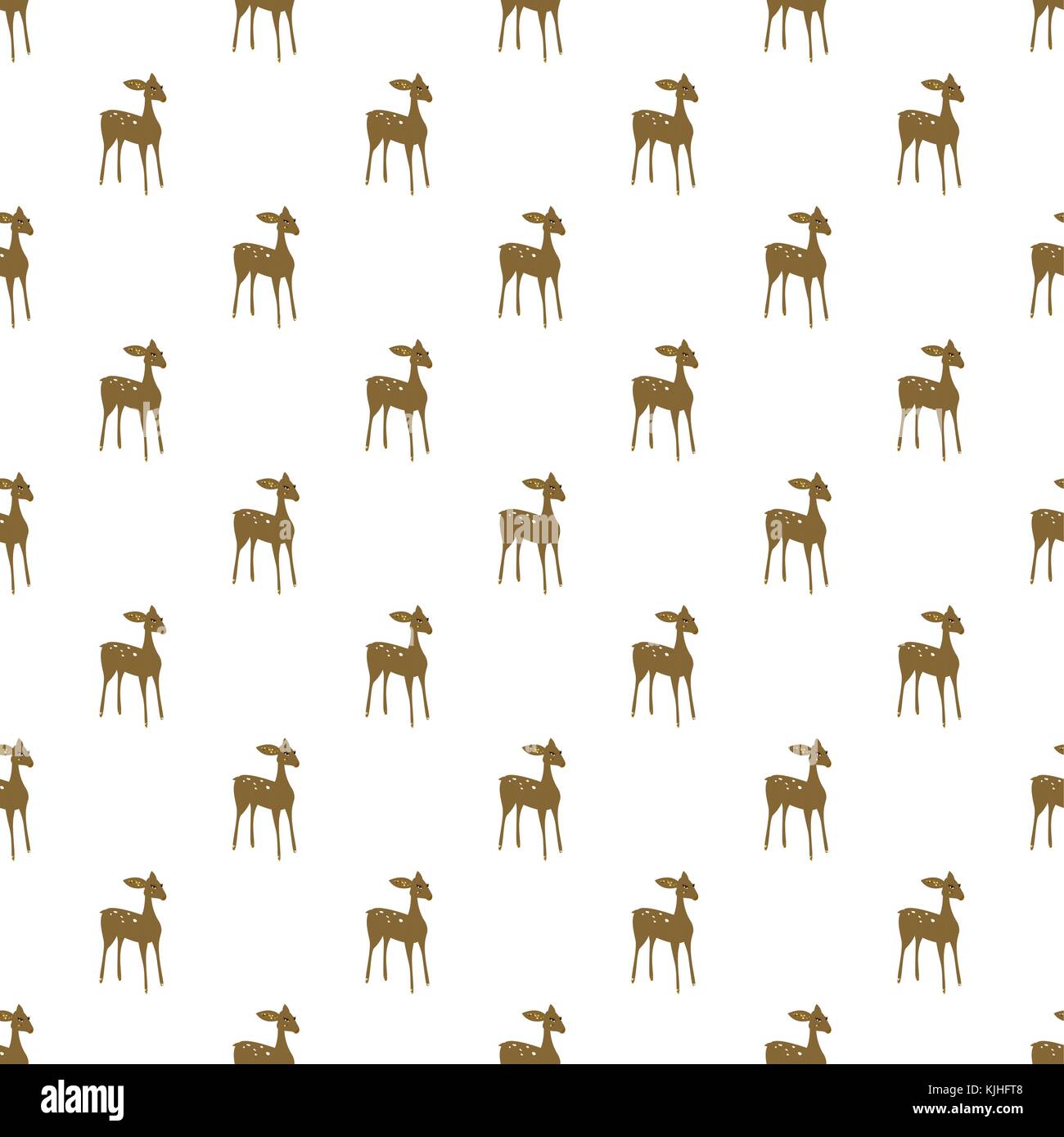 Deer cartoon vector seamless pattern. Illustrazione Vettoriale