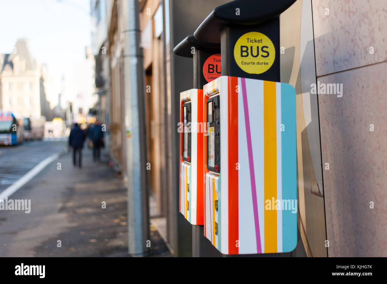 Biglietto bus punto sulla street, città di Lussemburgo Foto Stock