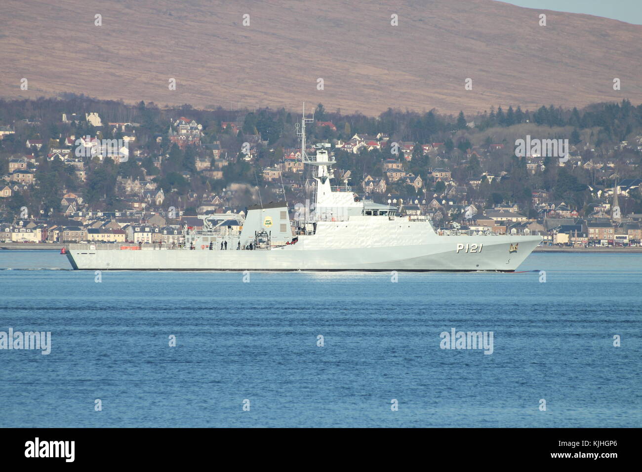 NaPaOc Apa (P121), una corvette di classe Amazzonica della Marina brasiliana, al largo di Greenock sul Firth di Clyde. Foto Stock