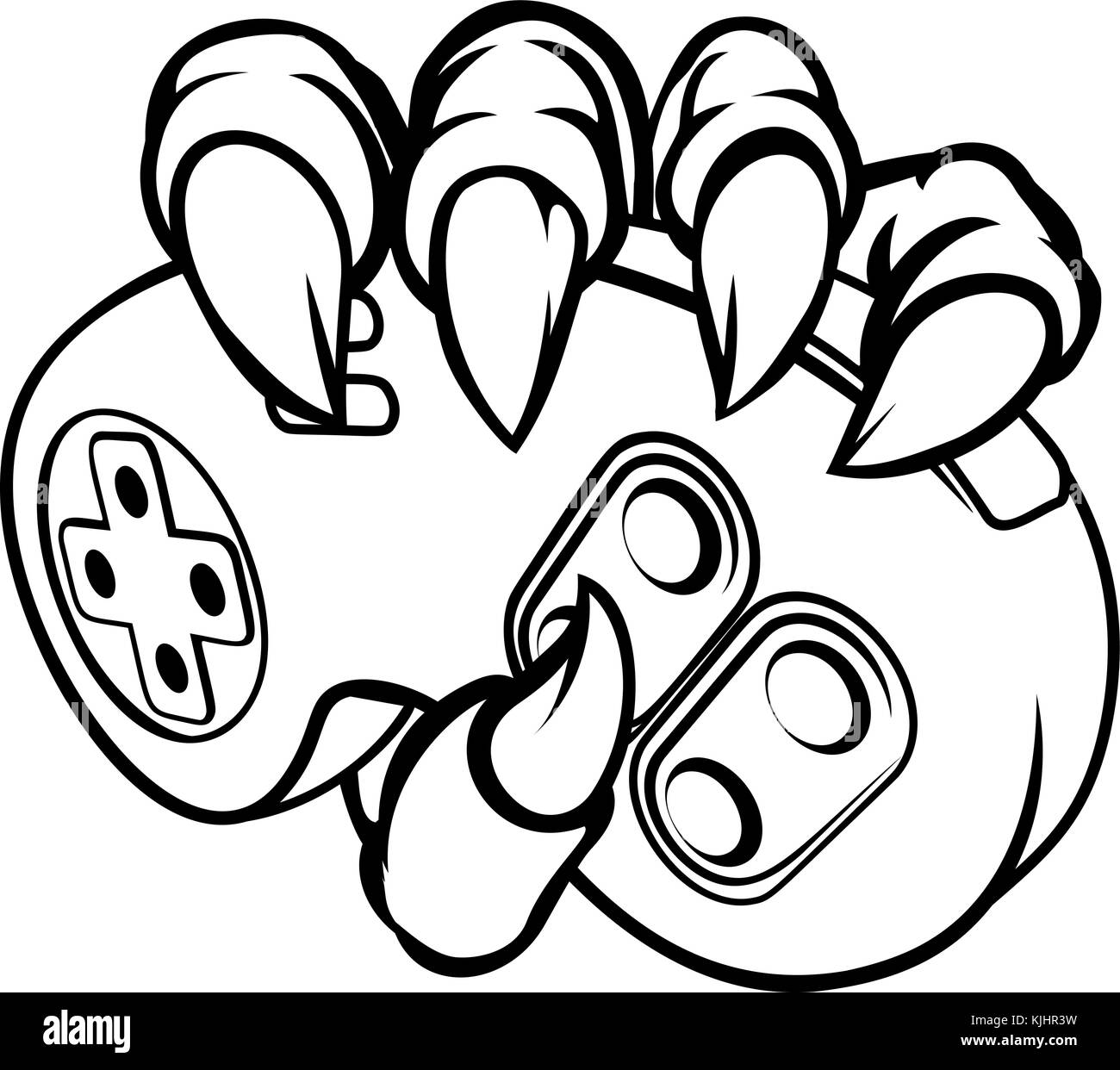 Monster o Animal Claws Holding Games Controller Illustrazione Vettoriale