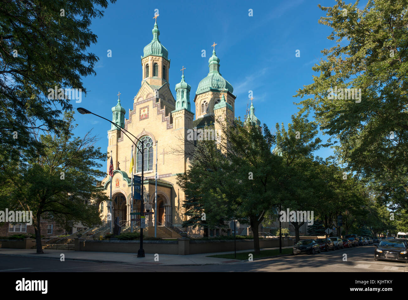 La chiesa di San Nicola in Chicago villaggio ucraino è un esempio di bizantino-slava stile architettonico. Foto Stock