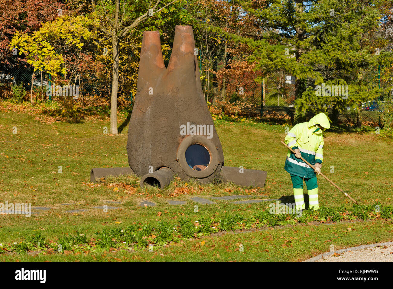 Ginevra, Svizzera - 30 Ottobre 2017 : scultura all'Ariana Park Foto Stock