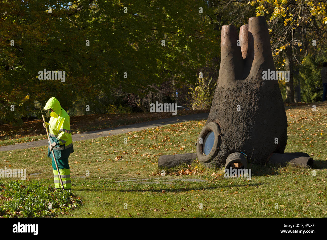 Ginevra, Svizzera - 30 Ottobre 2017 : scultura all'Ariana Park Foto Stock
