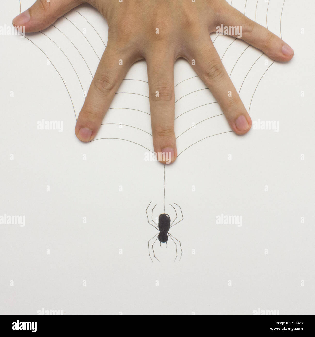 Il ragno concettuale e spider web Foto Stock