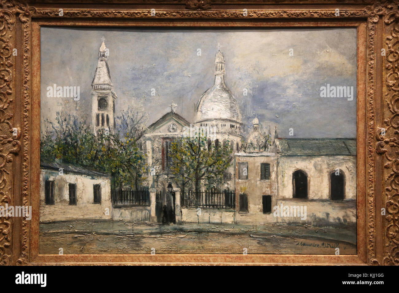 MusŽe de l'Orangerie, Parigi. Maurice Utrillo, Eglise Saint-Pierre, vers 1914. Huile sur carton parquetŽ. La Francia. Foto Stock