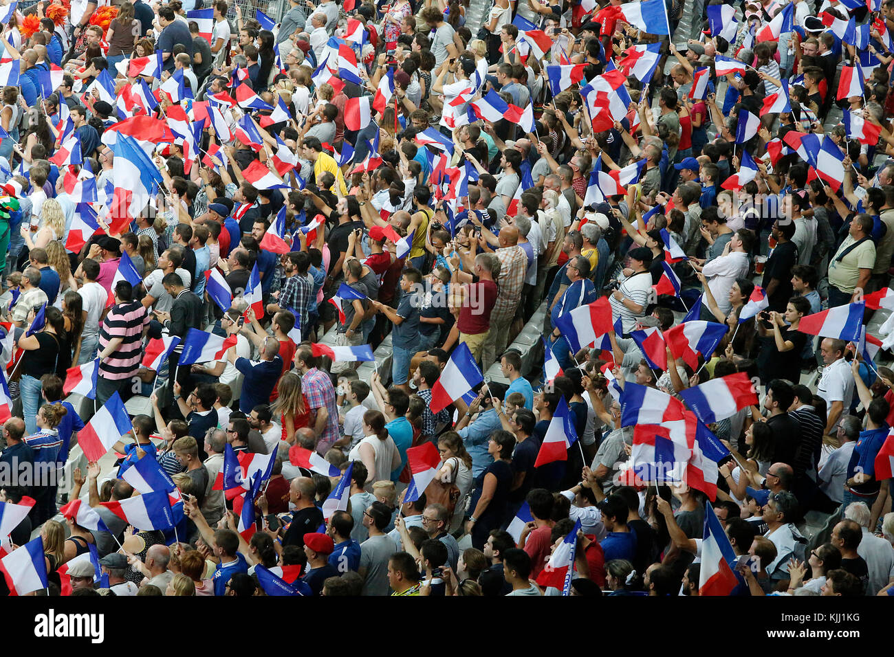 Partita di rugby allo Stade de France. Il francese di spettatori. La Francia. Foto Stock
