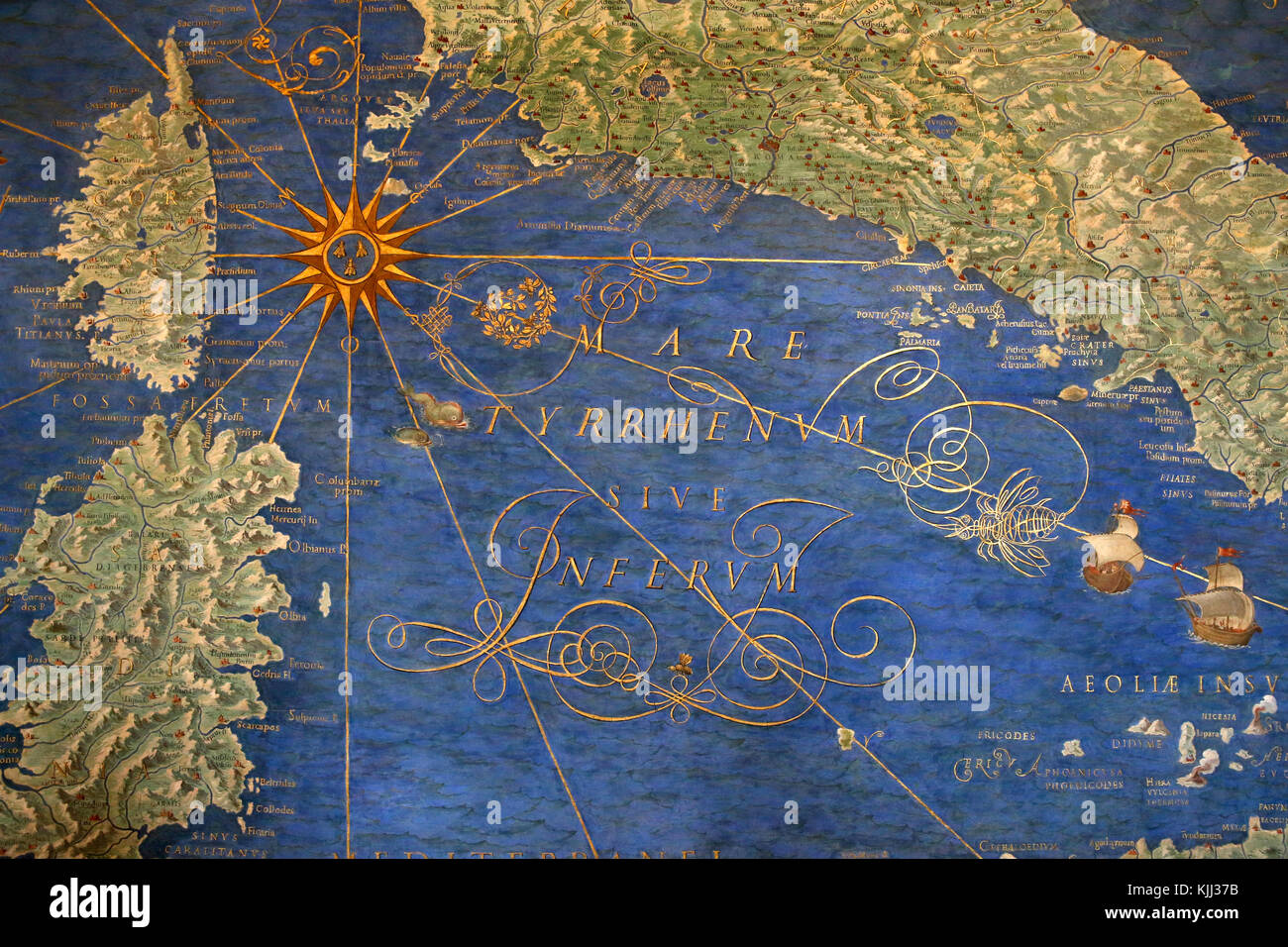 Musei Vaticani a Roma. Dettaglio di una mappa nella galleria di mappe. L'Italia. Foto Stock