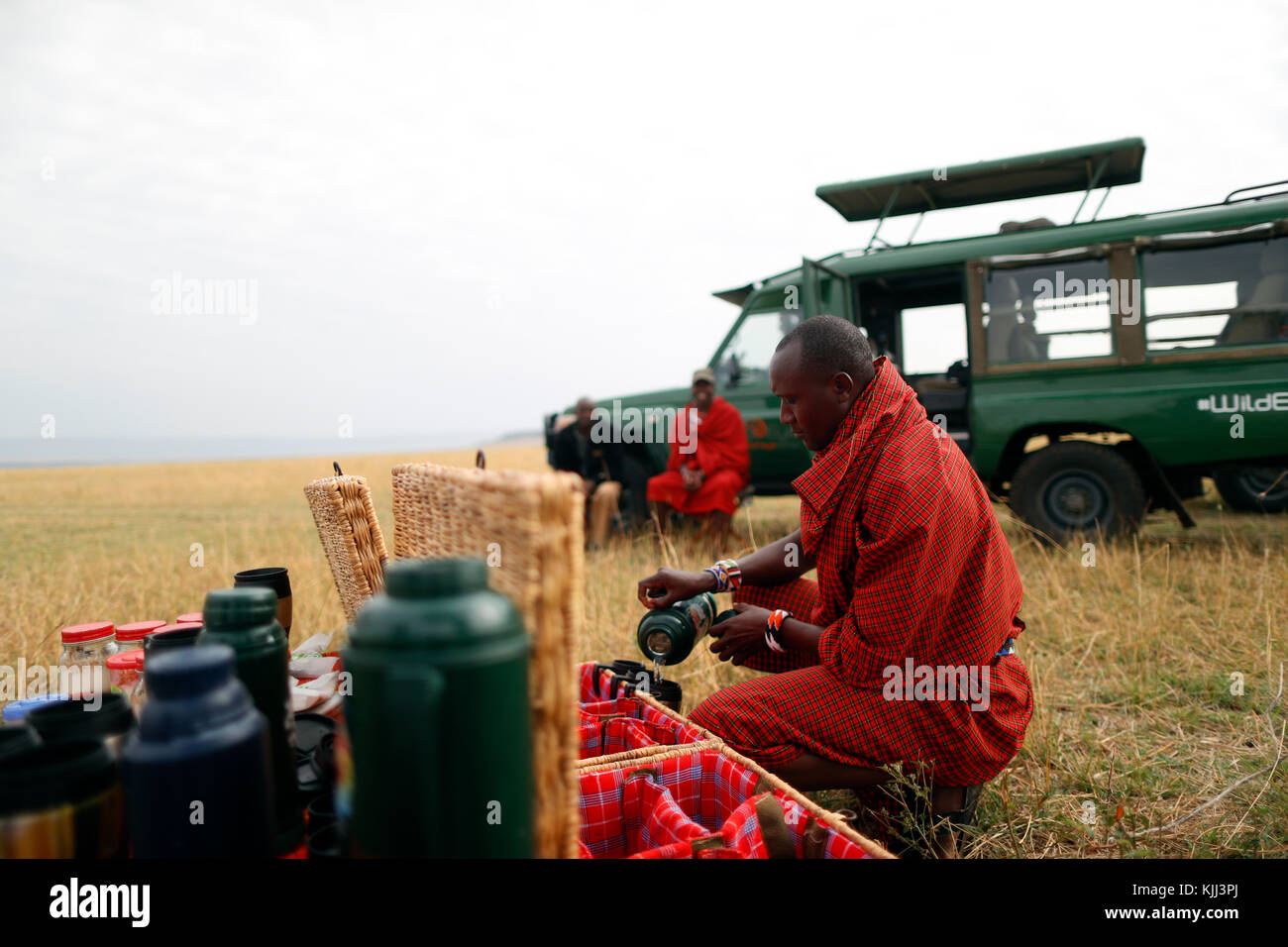 Bush breakfast. Masai Mara Game Reserve. Kenya. Foto Stock