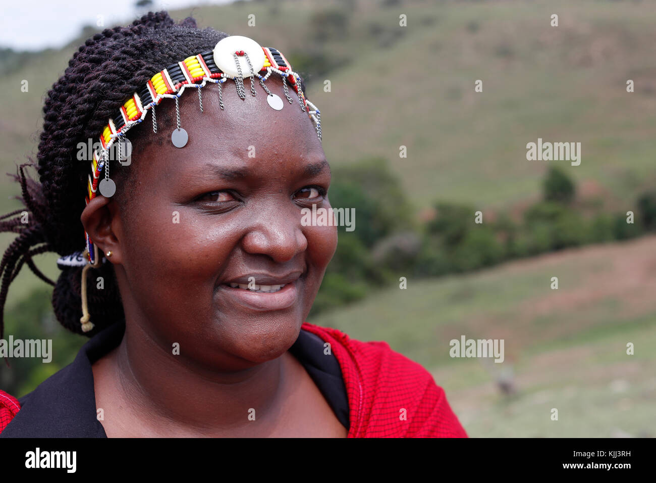 Masai donna. Ritratto. Masai Mara Game Reserve. Kenya. Foto Stock