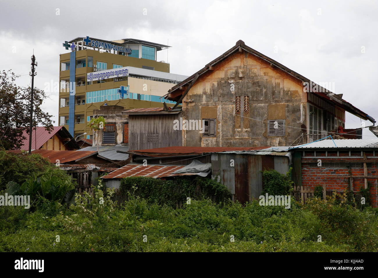 Edifici di Battambang. Cambogia. Foto Stock