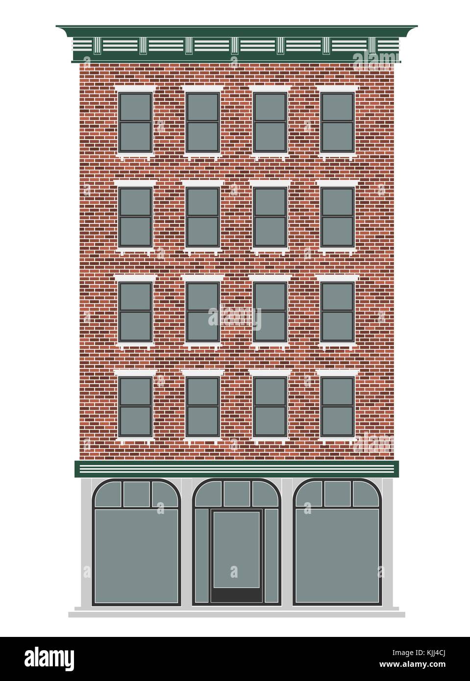 Un americano classico mattone a più piani casa. centro business della città. costosi immobili. Illustrazione Vettoriale