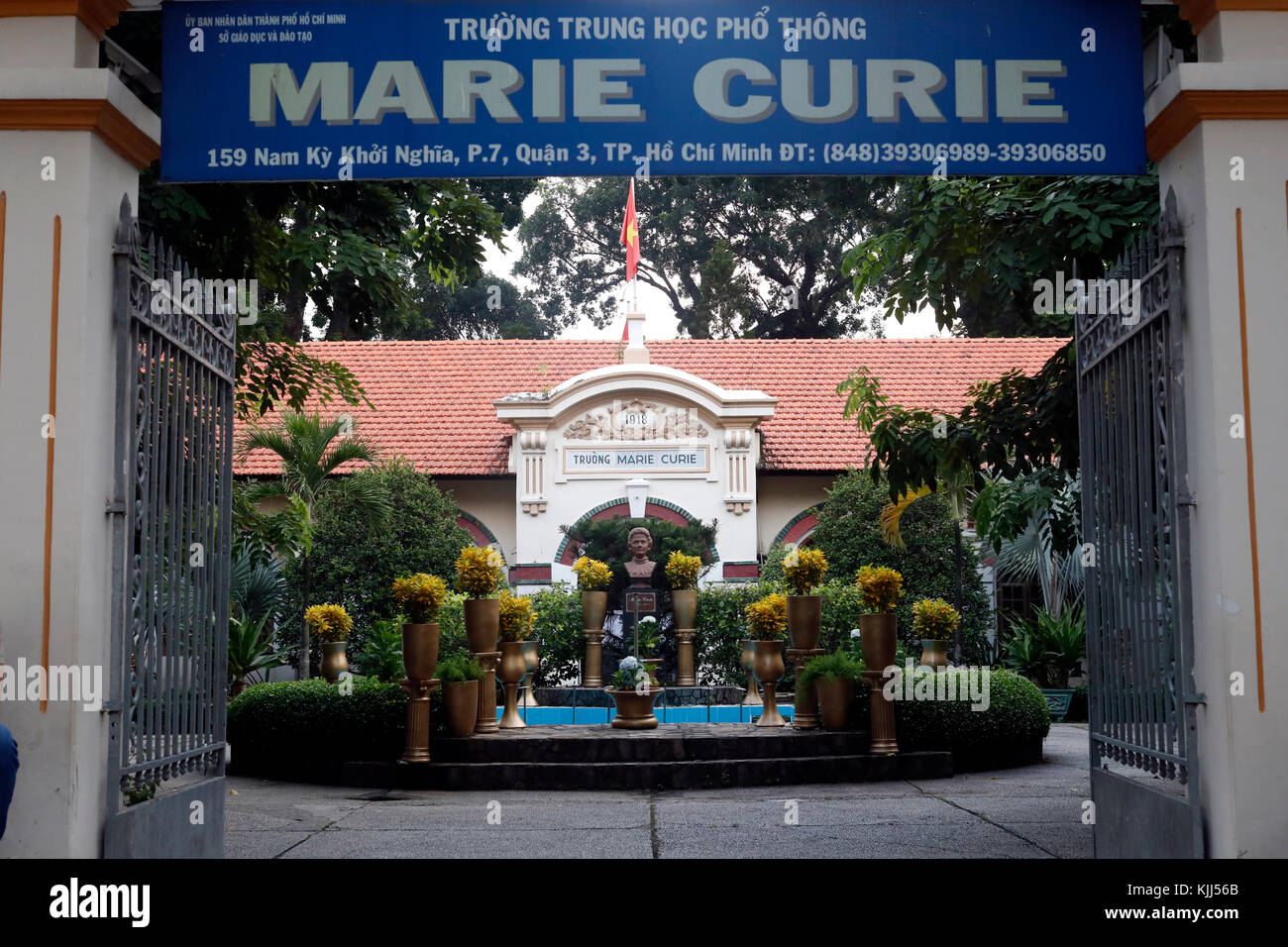 Borse Marie Curie di ospitalità per la scuola. Architettura coloniale francese. Ho Chi Minh City. Il Vietnam. Foto Stock