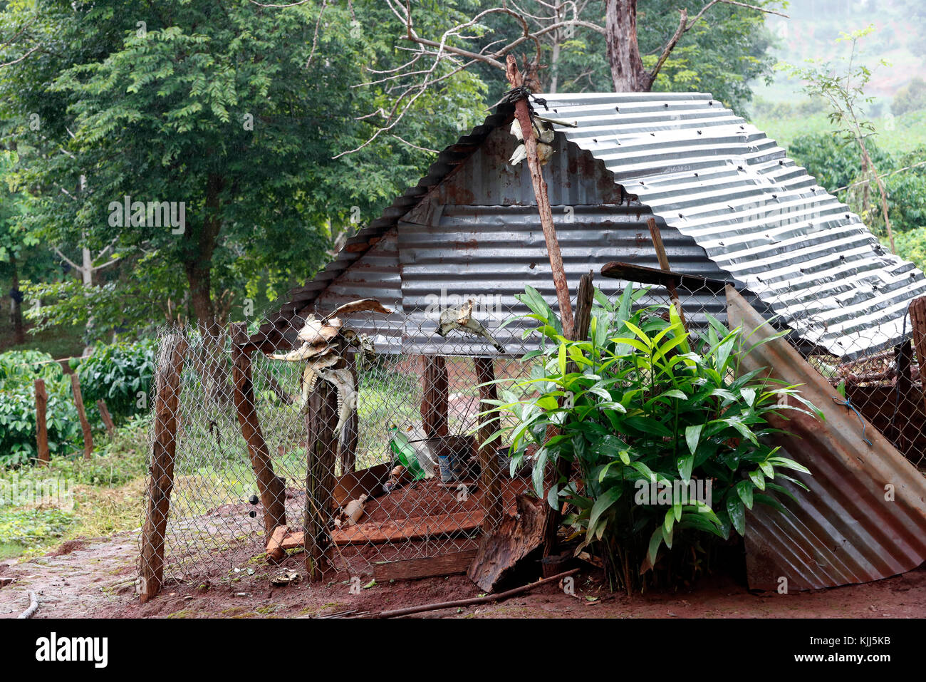 Jarai (Gia Rai) gruppo etnico. Graves, tombe guardando come case locali. Kon Tum. Il Vietnam. Foto Stock
