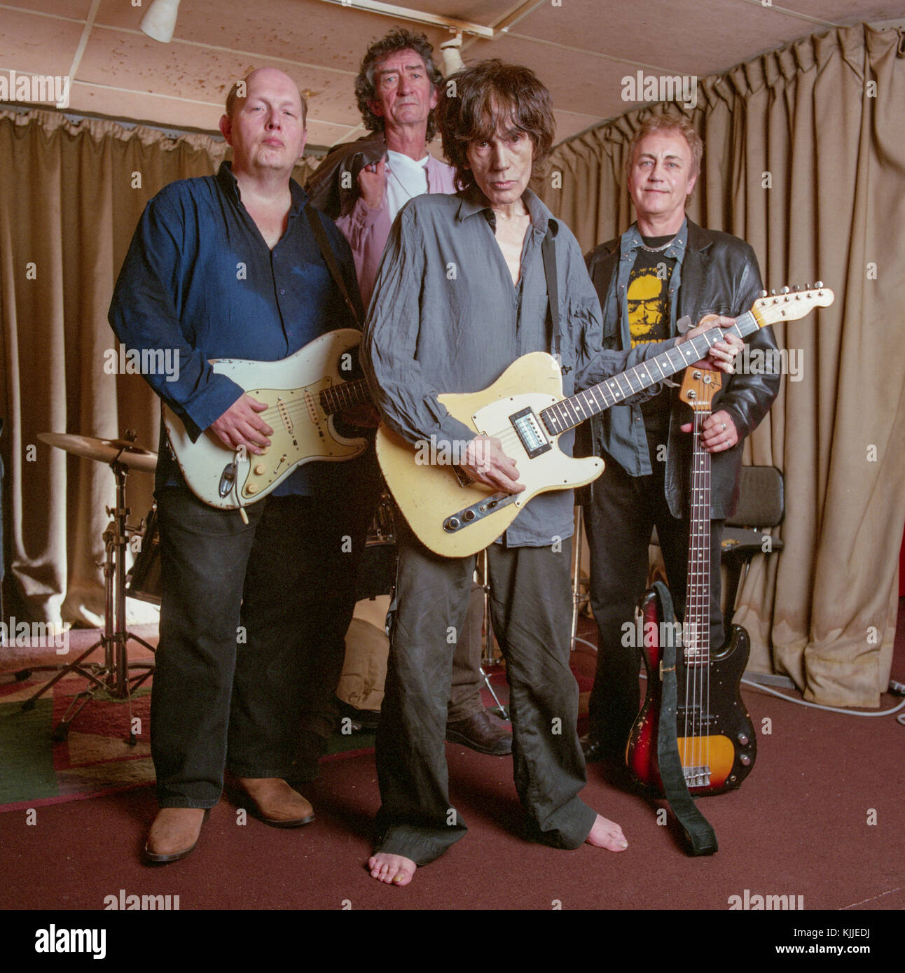 Gli Unici, Una rock band inglese fotografata nei loro studi di prove dopo la riforma nel 2007, Londra, Inghilterra, Regno Unito. Foto Stock