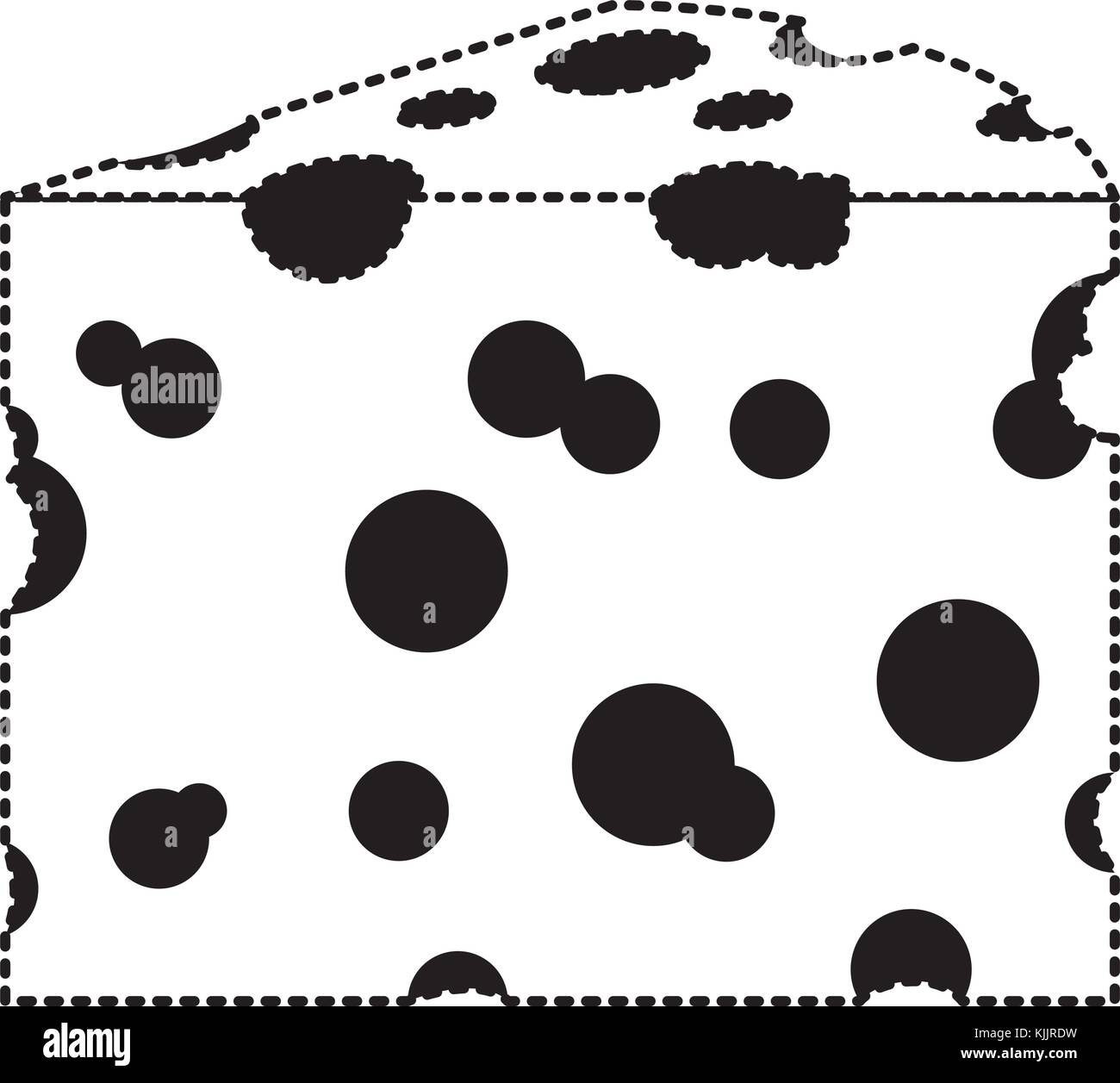 Fetta di formaggio in nero silhouette tratteggiata su sfondo bianco Immagine e Vettoriale - Alamy