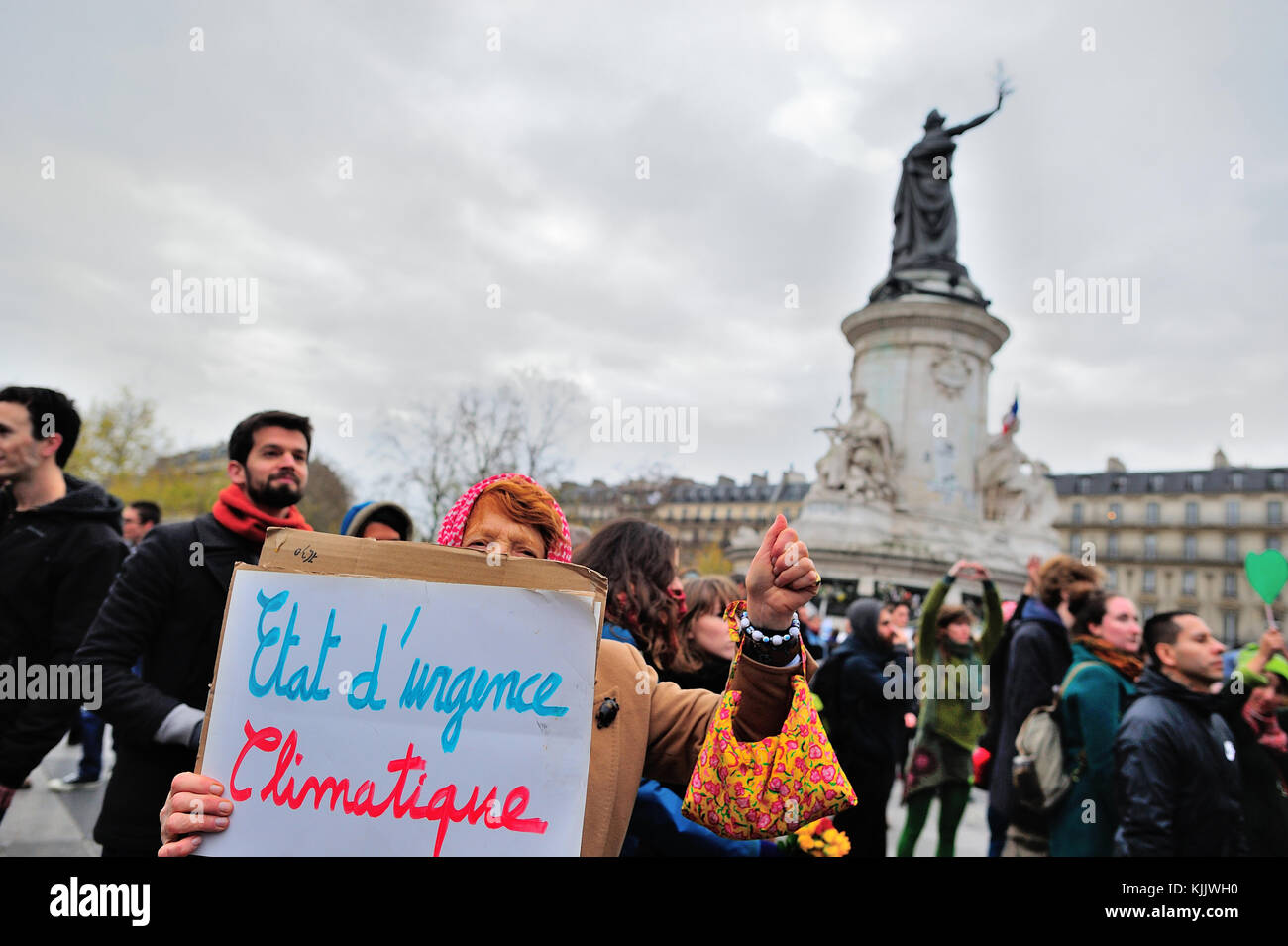 Dimostrazione ambientalista a Parigi. La Francia. Foto Stock