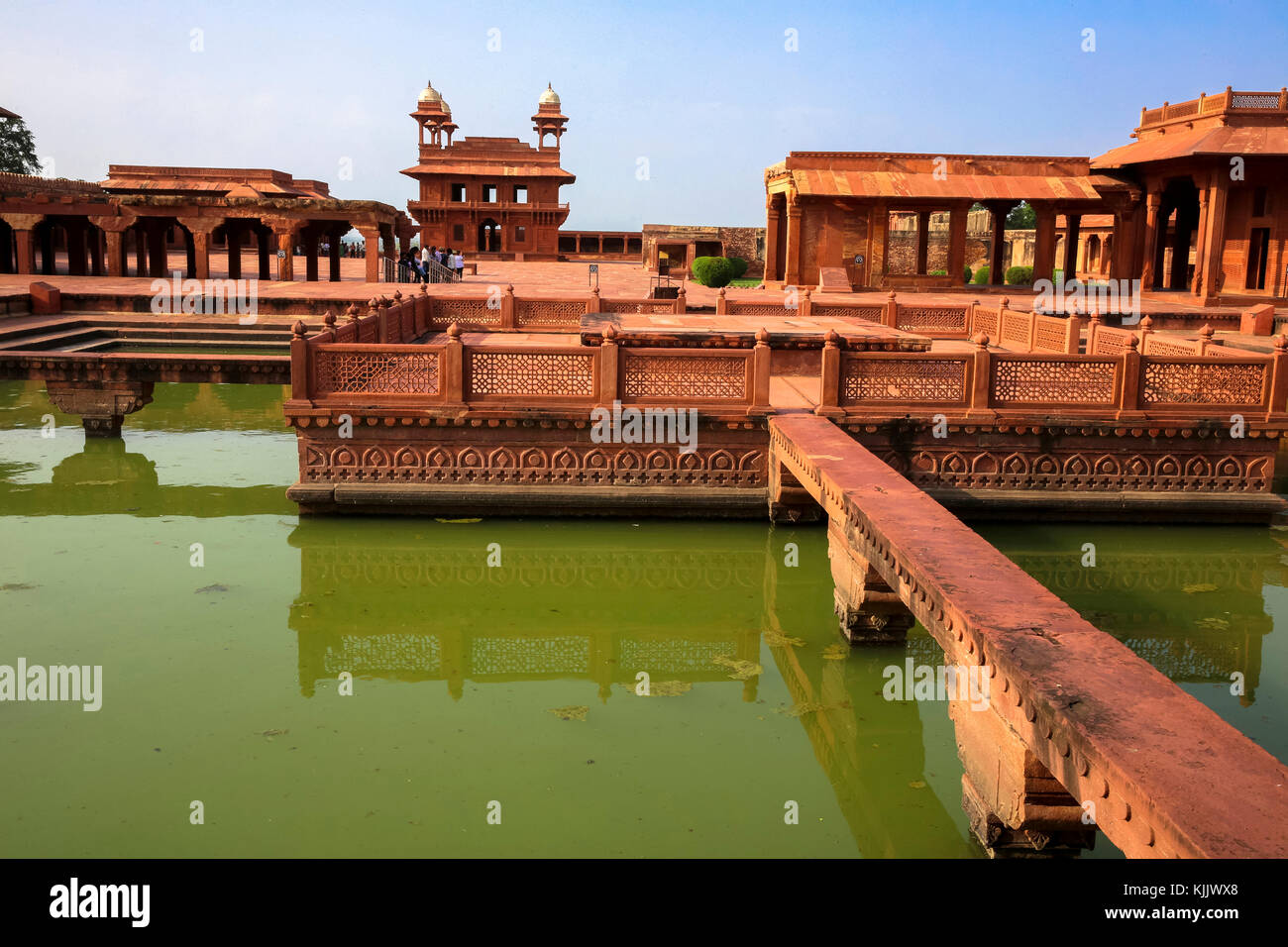 Fatehpur Sikri, fondata nel 1569 dall'imperatore Mughal Akbar, servita come la capitale dell' Impero Mughal dal 1571 al 1585. Palazzo imperiale complesso. Un Foto Stock