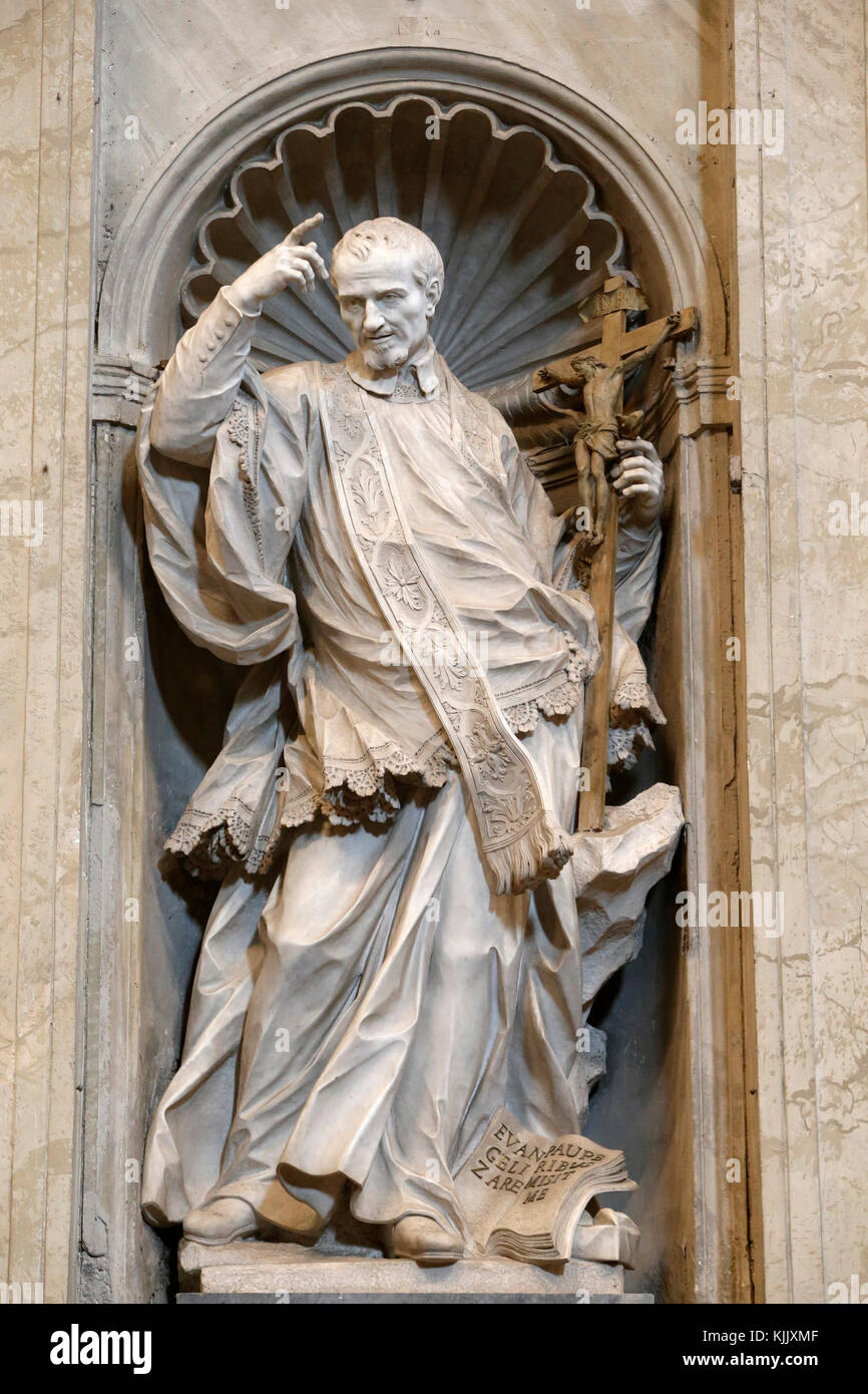 Sant Ignazio di Loyola statua nella Basilica di San Pietro a Roma. L'Italia. Foto Stock