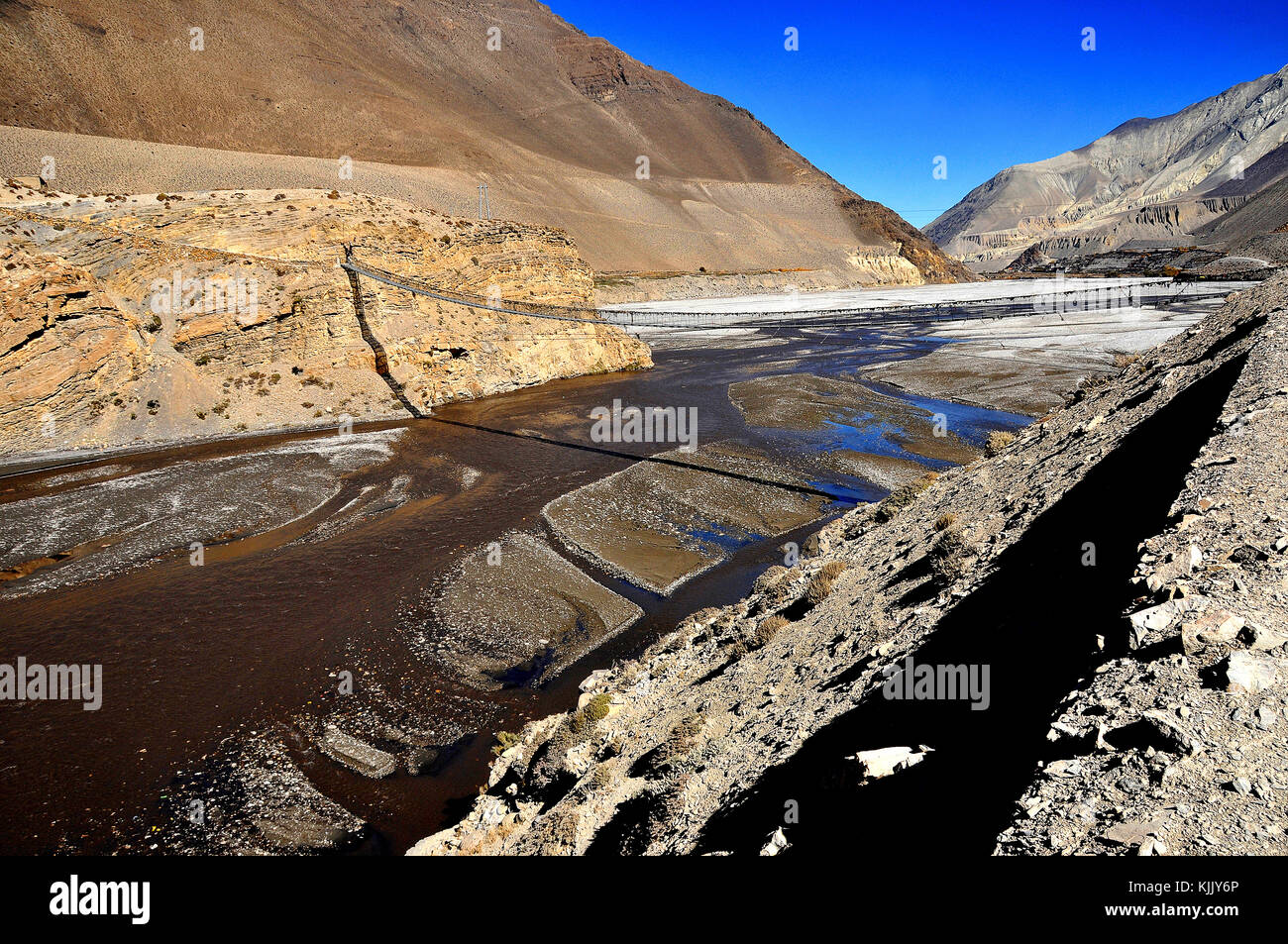 La Kali Gandaki River Valley, Mustang. Il Nepal. Foto Stock