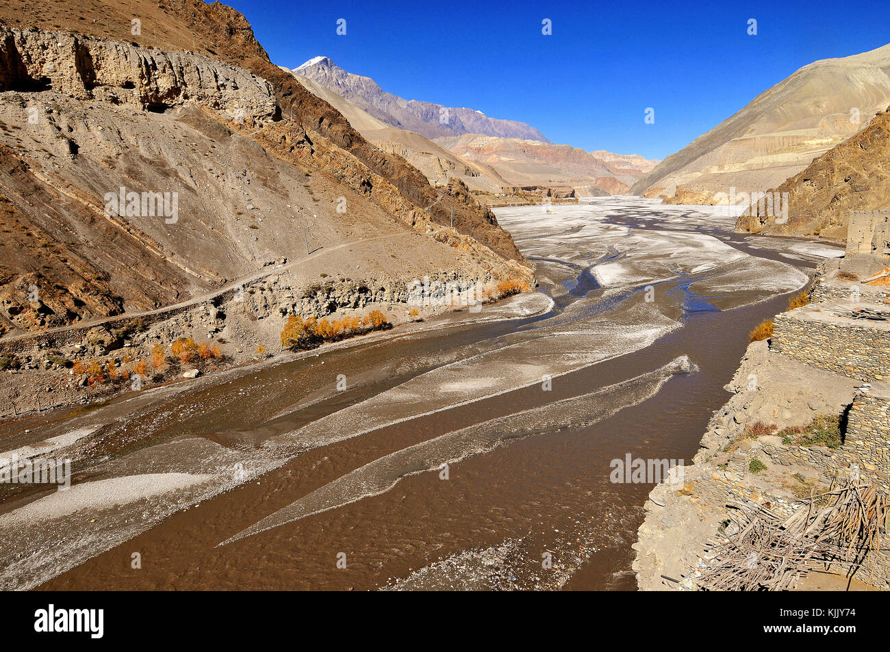 La Kali Gandaki River Valley, Mustang. Il Nepal. Foto Stock