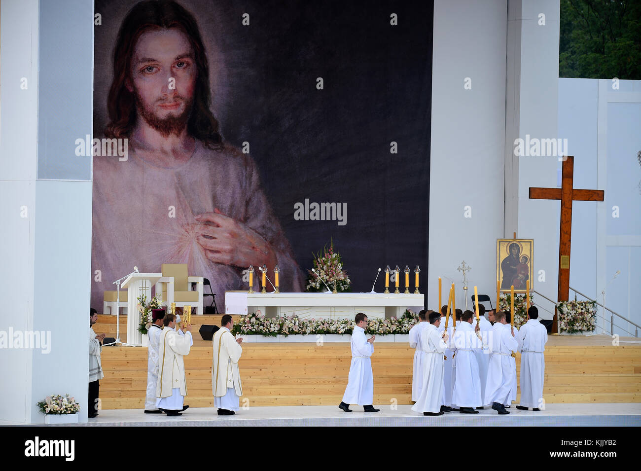 Messa di apertura. La Giornata Mondiale della Gioventù. Cracovia. 2016. La Polonia. Foto Stock