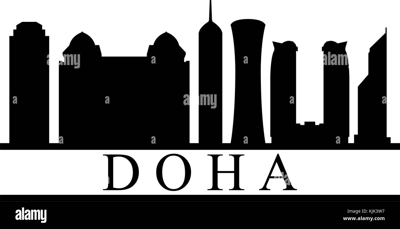 Doha skyline Illustrazione Vettoriale