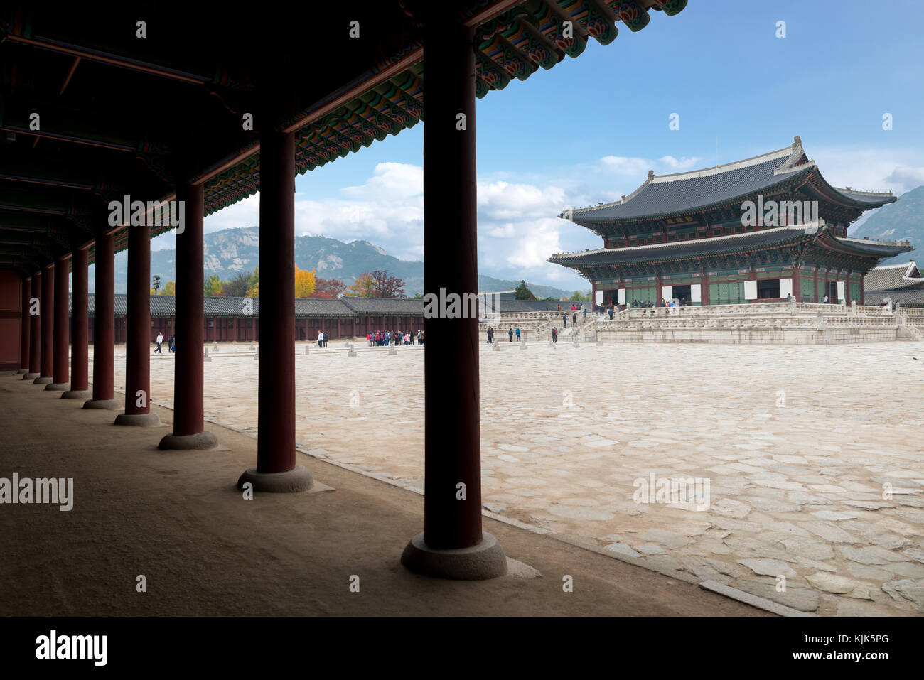 Il palazzo Gyeongbokgung nella città di Seoul, Corea del sud. Foto Stock