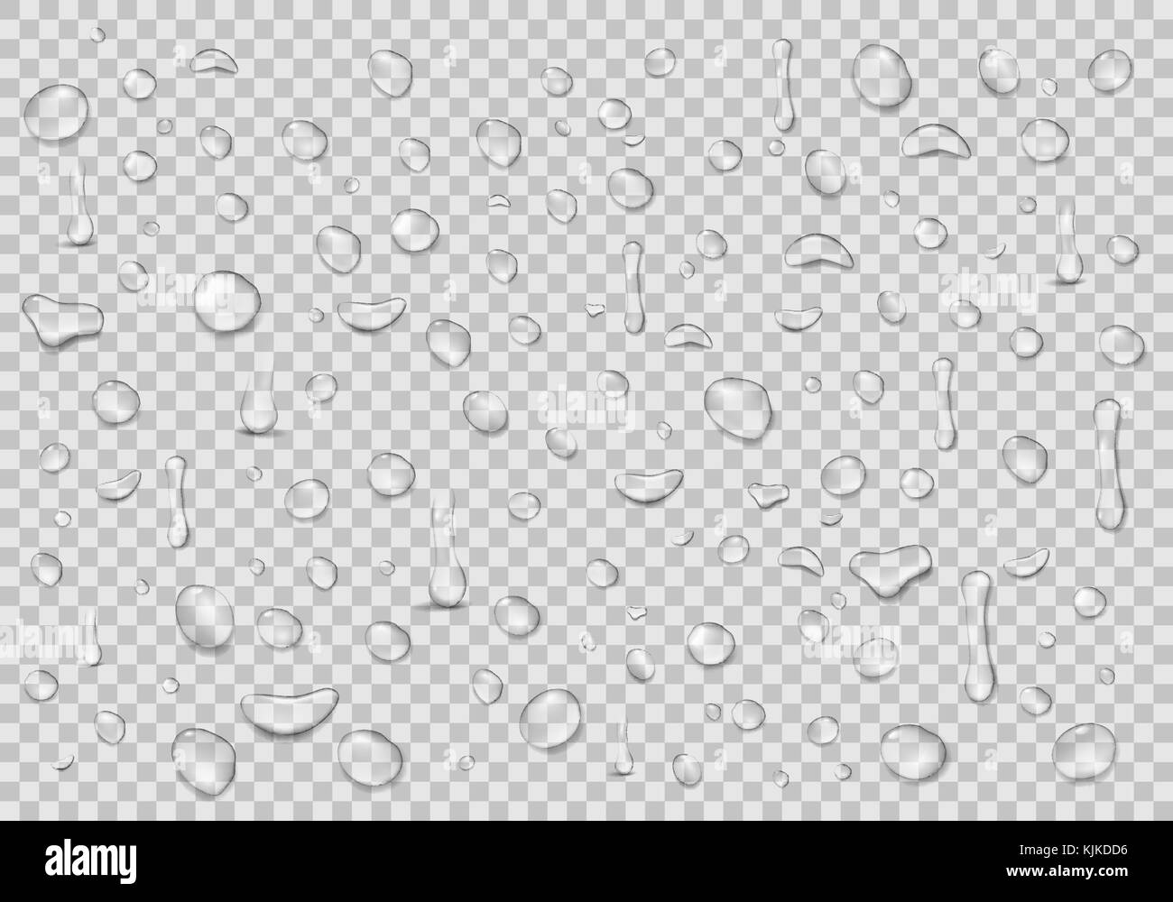 Gocce d'acqua sfondo trasparente. pulire la goccia di condensa. Acqua realistica di sfondo illustrazione vettoriale Illustrazione Vettoriale