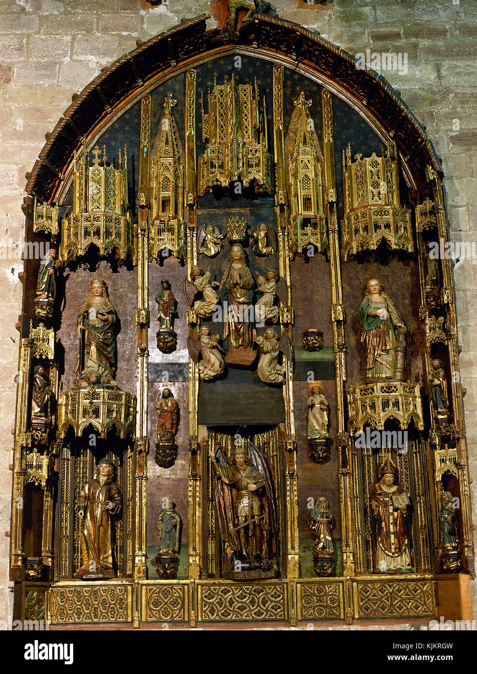 Pala d altare gotico. La chiesa di Santa Maria la Mayor. ezcaray. la rioja spagna. Foto Stock