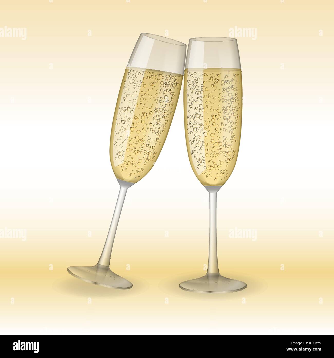 Due bicchieri di champagne. vacanze, buon Natale e felice anno nuovo concetto di champagne. illustrazione vettoriale di bicchieri di champagne. Illustrazione Vettoriale