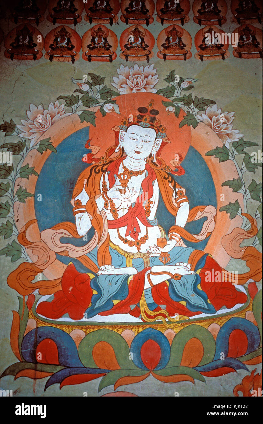 Dorje Sempa pittura presso Alchi monastero buddista. Ladakh. Foto Stock