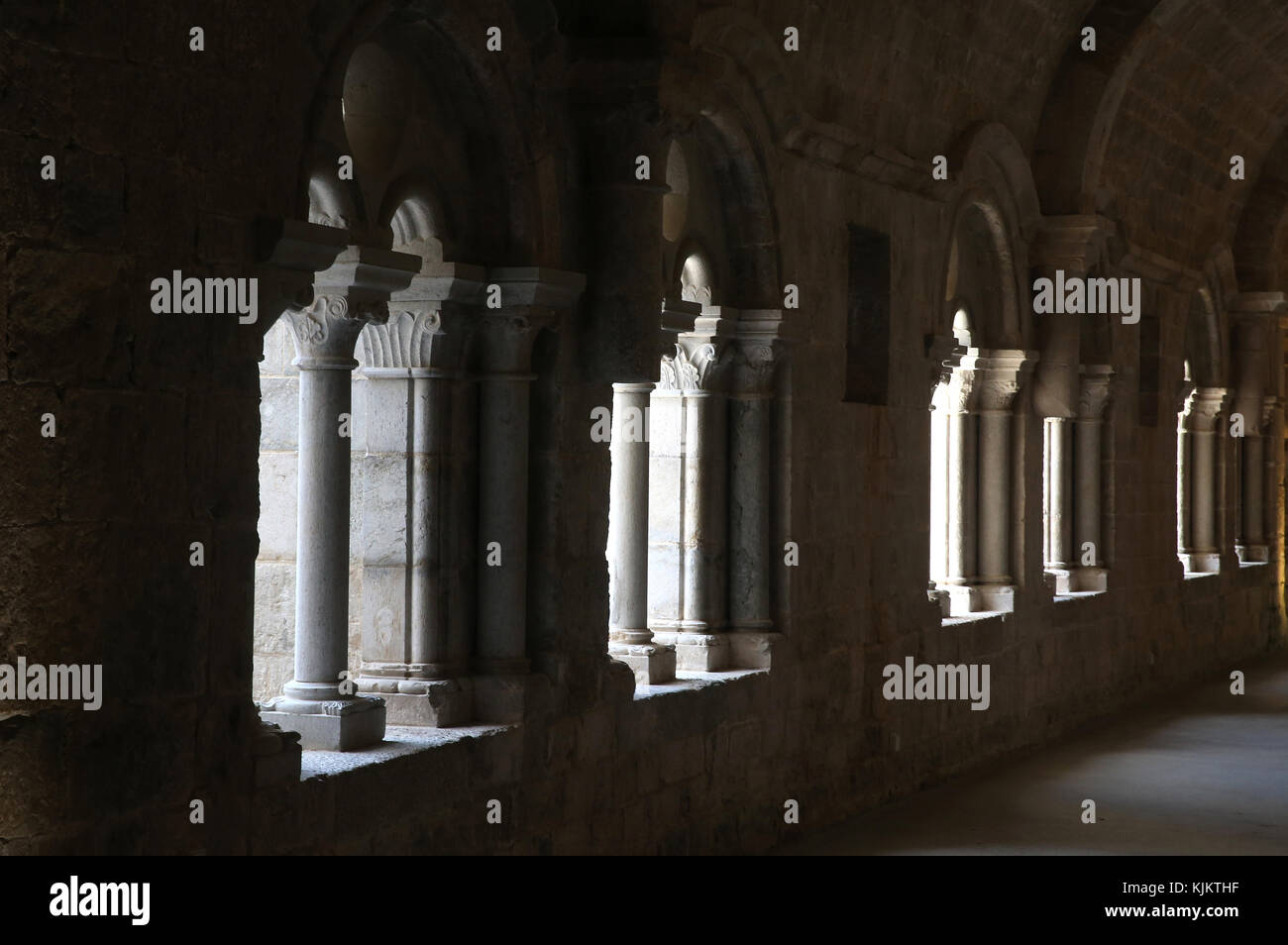 La Celle Abbey. Il chiostro. La Francia. Foto Stock