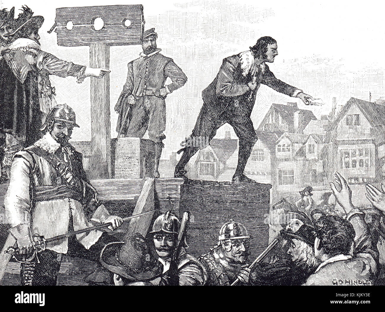 John Lilburne, alias Freeborn John, on the Pillory, Westminster, Londra, 1638 Foto Stock