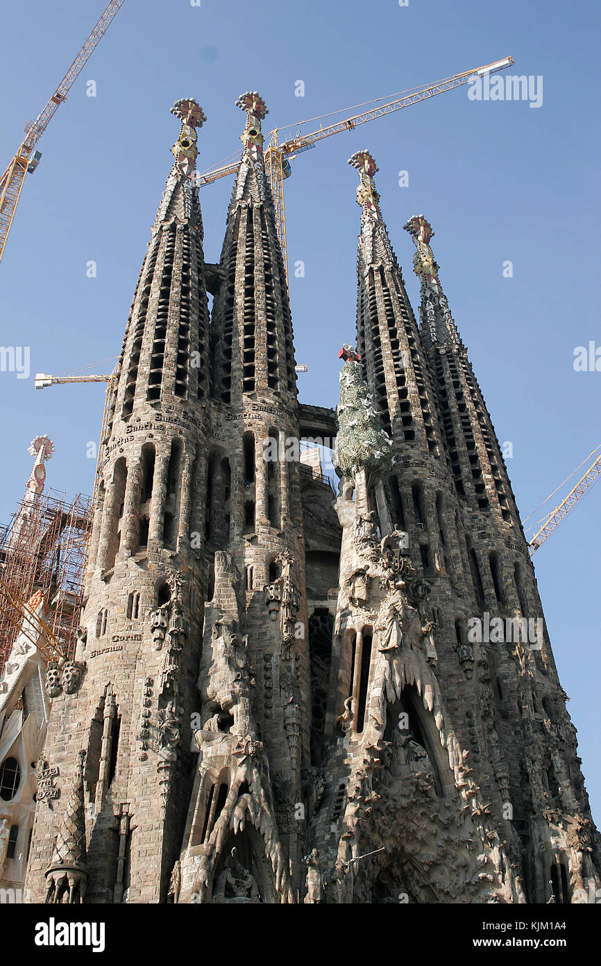 Cattedrale di Gaudì, Temple de la Sagrada Familia di Barcellona Foto Stock
