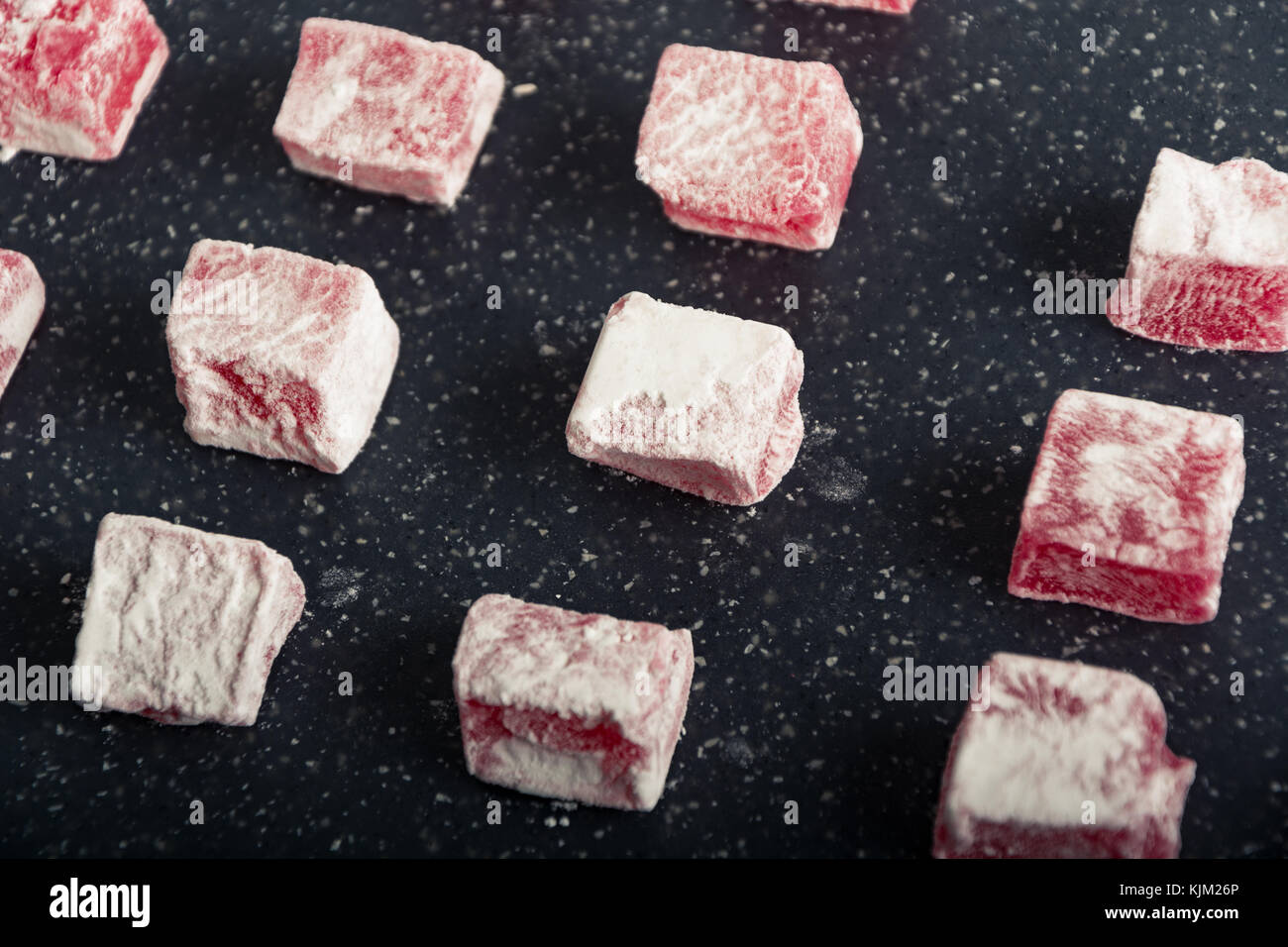 Set di rosa fresca candy caramelle pasta dolce il giorno di san valentino Foto Stock